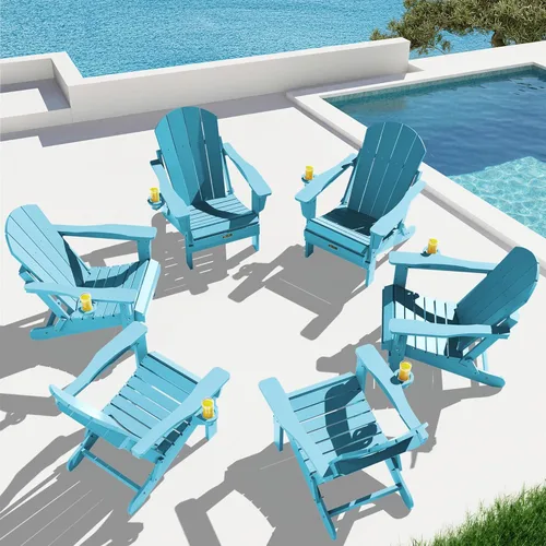 Vista 107 de SERWALL - Juego de sillas Adirondack de 2 para patio, jardín, al aire libre, fogata - (Plegable, gris)