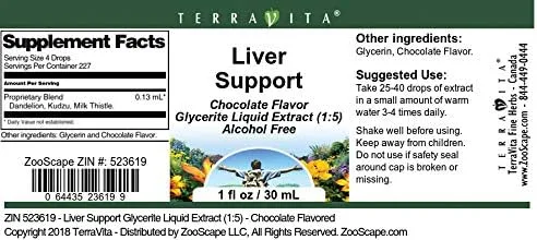 Vista 2 de Extracto líquido de glicerita de ayuda para hígado (15) - sabor a chocolate (1 oz, ZIN 523619) - paquete de 3