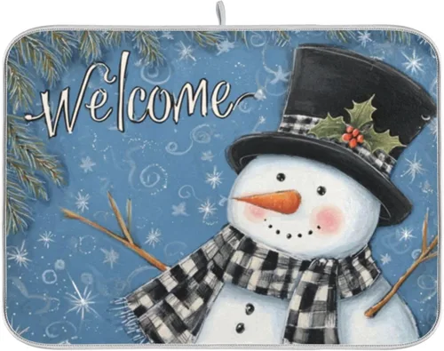 Vista 35 de Tapete de secado de platos para cocina, puerta de granero, encimera de madera rústica, de 16 x 18 pulgadas, tapete de microfibra absorbente