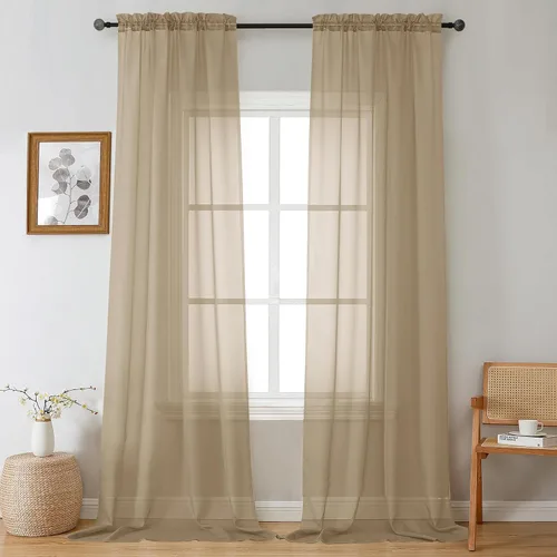 Vista 191 de Gwine Cortinas transparentes negras de 108 pulgadas de largo Negro