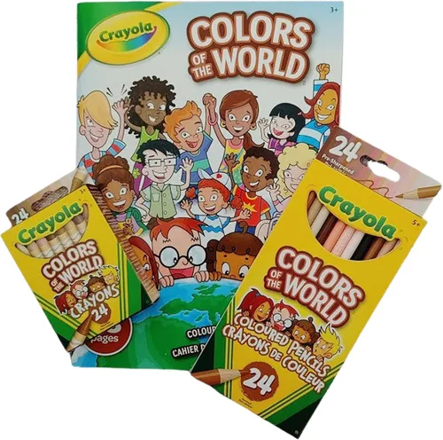 Crayola - Paquete Colors of the World - 24 crayones + 24 lápices de lápices + 48 páginas de libro para colorear - Ideal para niños de todas las
