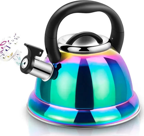 Hervidor de Té Weftnom, Hervidor 3.7QT, Tetera Silbante de Acero Inoxidable 316, Hervidor de Té para Estufa con Mango Plegable de Enfriamiento,