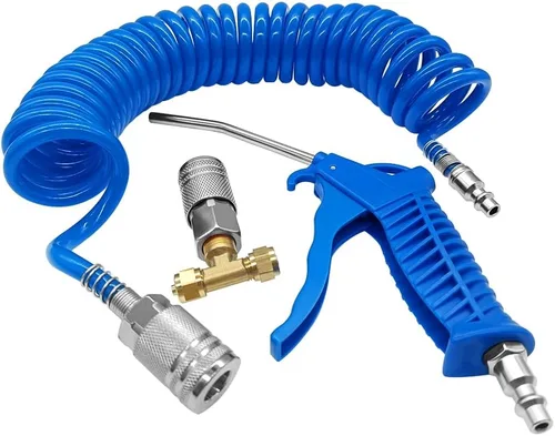 Vista 10 de Beduan Kit de pistola de soplado de aire con manguera neumática de poliuretano de 16 pies de largo, pistola de aire resistente para compresor