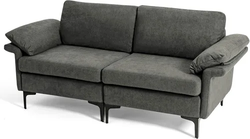 Vista 18 de Giantex Sofá modular de 3 asientos, 100.5 pulgadas de largo convertible con puerto USB y tomacorriente, cojín para reposabrazos, sofá modular