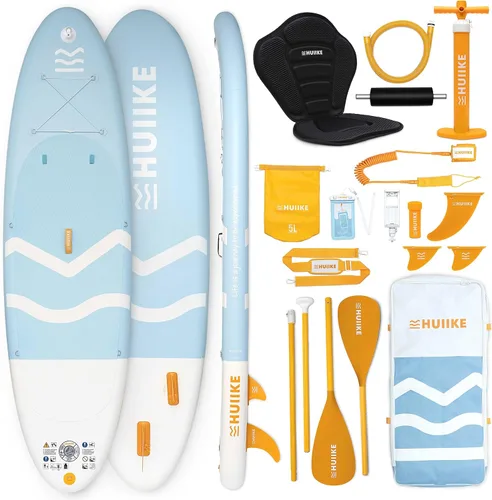 Vista 17 de HUIIKE Tabla de Paddle Inflable para Adultos con Accesorios Incluidos, Remo, Aletas, Bomba. Tabla de Stand Up Paddle de Gran Estabilidad