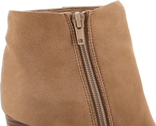 Vista 5 de Fashare Botines de cuña para mujer, tacón de lazo, tacón apilado, zapatos de vestir de invierno, Negro, Café