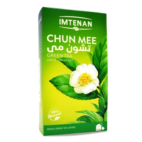 Imtenan Bebida natural de hierbas Chun Mee Té verde Bolsas de té de hierbas No OGM Sin aditivos Sin colorantes artificiales Kosher Halal (16 bolsas)