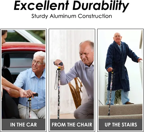Vista 7 de Walking Cane PANZHENG Cane for Man/Woman Mobility & Daily Living Aids 5-Level Height Adjustable Walking Stick Comfortable Plastic T-Handle