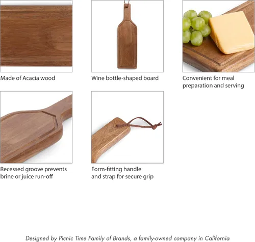 Vista 6 de PICNIC TIME Botella Tabla de cortar de queso y bandeja para servir, tabla en forma de botella de vino, tabla de charcutería, tabla de queso