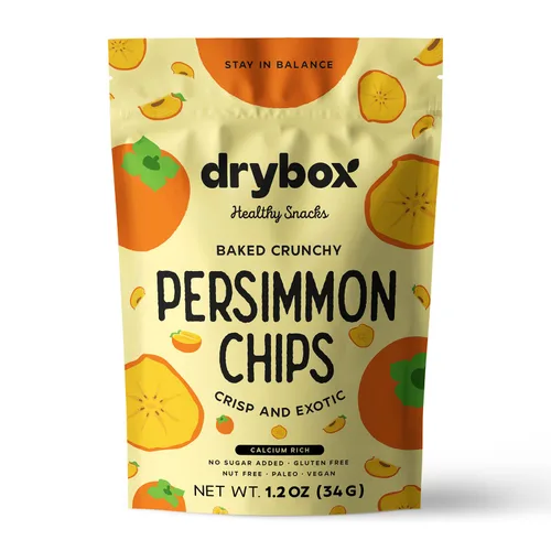 Vista 8 de Drybox Snacks de frutas secas de caqui en rodajas sin azúcar añadido, frutas exóticas sin OMG Sin pelar, con la cáscara Bocadillo keto y paleo