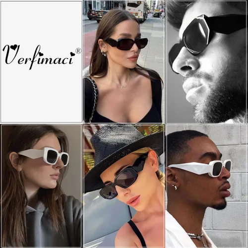 Vista 2 de Verfimaci Gafas de sol rectangulares de moda para mujeres y hombres gafas de sol cuadradas