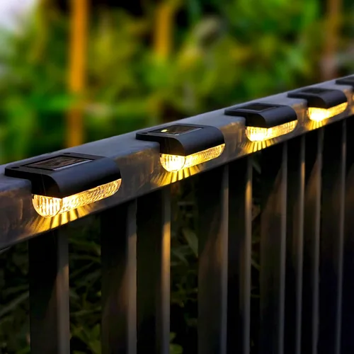 Vista 2 de Mancra Luces Solares de Escalón para Exteriores, Luces Solares para Terraza Impermeables Iluminación Exterior para Patio Cerca Escaleras Poste