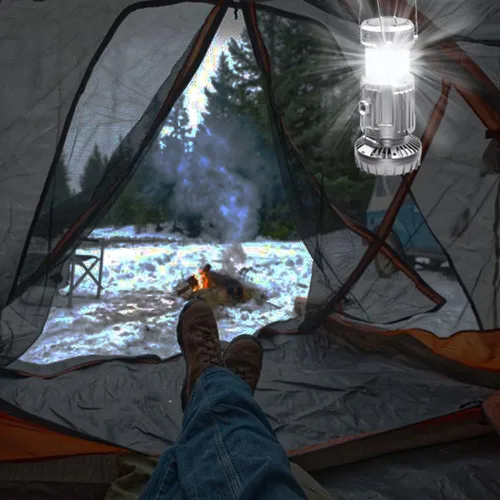Vista 6 de SupBri Linterna solar para campamento con ventilador, ventiladores de campamento recargables que cargan para teléfono, luz a pilas para huracanes