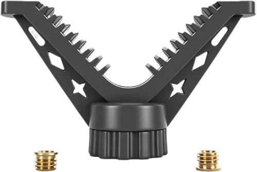 HUNTPAL 360° Rotatable V Yoke Gun Holder Rifle Rest for Shooting Stick Tripod Stand, Nylon Heavy Duty Mount Attachment with 2 Pcs 3/8" to 1/4"