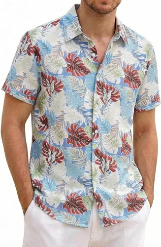 Vista 11 de ZAFUL Camisa hawaiana de manga corta con botones para hombre, estilo casual, tropical, floral, para verano, playa, vacaciones, polo 0_PAT2