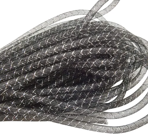 Chenkou Craft Tubo de malla sólida negro de 12 yardas Deco Flex para coronas y manualidades (negro, 3/8 pulgadas)