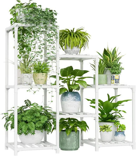 Vista 14 de Bamworld - Soporte grande de maderas para plantas de exterior, macetero grande para sala de estar, patio, balcón y jardín