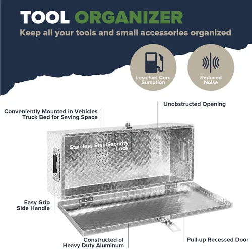 Vista 5 de ARKSEN - Caja de herramientas de placa de diamante de aluminio resistente de 30 pulgadas, para camioneta, caja de herramientas de remolque o casa