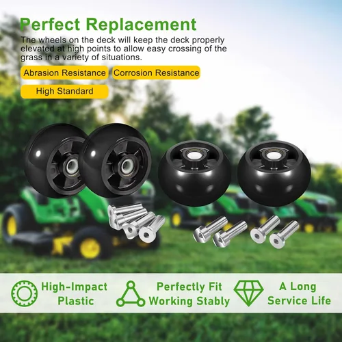 Vista 3 de AM125172 Kit de rueda de cubierta compatible con John Deere 48, 54, 60, 72 pulgadas, cortacésped de cubierta de repuesto OEM AM125172 (4 piezas)