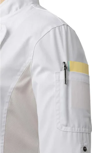 Vista 8 de Ubon Chaqueta de Chef para Mujer con Ventilación de Malla Lateral y Cremallera