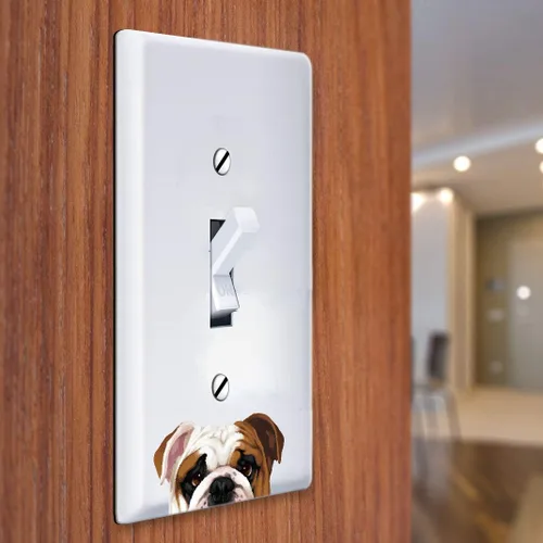 Vista 3 de WIRESTER Placa de interruptor de luz de palanca de una sola bandacubierta de placa de pared - Bulldog inglés