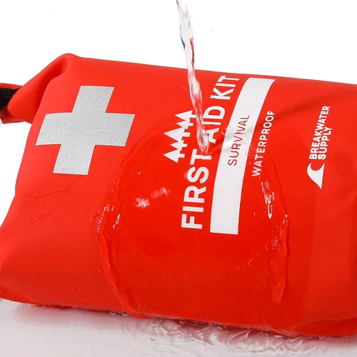 Vista 4 de Breakwater Supply Kit de primeros auxilios impermeable, bolsa seca precargada con suministros de preparación de supervivencia de emergencia