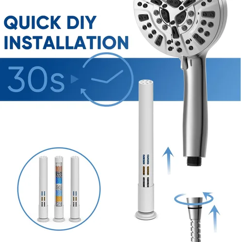 Vista 7 de Cabezal de ducha de alta presión y paquete de 3 filtros de repuesto