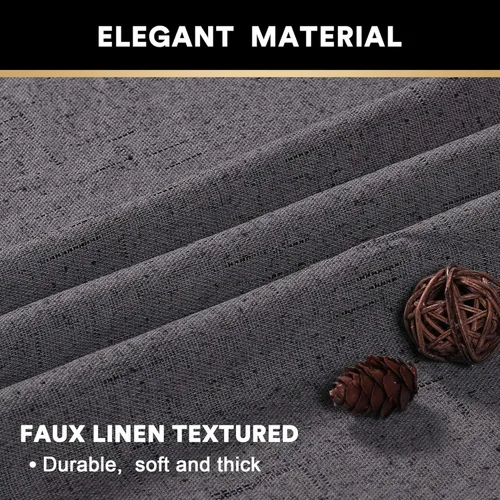 Vista 234 de Primitive - Cortinas opacas 100 % de lino texturizado natural para dormitorio, sala de estar, cortinas para ahorra energía, tela de arpillera