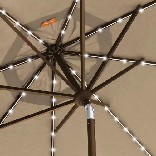 Vista 8 de EliteShade - Sombrilla solar de 9 pies, de 3 niveles, con 80 luces LED para patio, mesa al aire libre, con ventilación y no se decolora