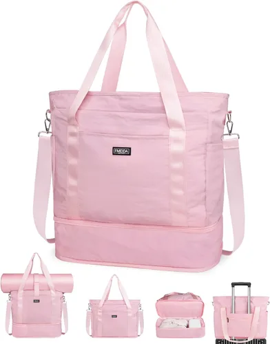 Fmeida Gym Bag for Women, 30L Expandable Travel Bags with Shoe Compartment, Sports Yoga Bag with Wet Pocket