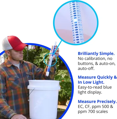 Vista 2 de Bluelab TRUNV2 Medidor de Nutrientes Truncheon, Probador Digital de Conductividad en Agua (Las Escalas Incluyen: EC, 500, ppm 700, CF, TDS)