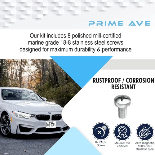 Vista 5 de Tornillos de matrícula de acero inoxidable de 10mm de longitud extendida compatibles/reemplazo para todos los modelos de BMW, sujetadores de pernos