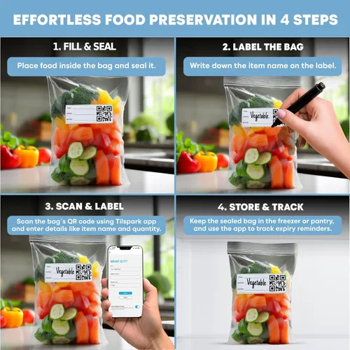 Vista 8 de Bolsas selladoras al vacío para almacenamiento de alimentos, paquete de 150 bolsas de vacío inteligentes con código QR, de 8 x 12 pulgadas, sin BPA