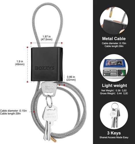 Vista 2 de Candado de cable con 3 llaves L 3.28 pies (1m), D 1/6 pulg (4mm) Candado de cable de acero ajustable Candados de aluminio para bicicletas
