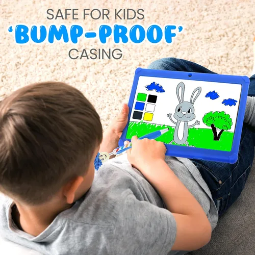 Vista 4 de Pyle Tablet infantil con lápiz capacitivo, 7 tabletas Android con pantalla HD de 1080p, cámara dual, compatibilidad WiFi, procesador de cuatro