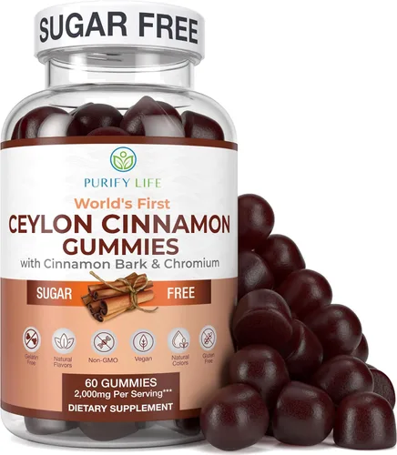 Gomitas de canela de Ceilán sin azúcar (2,000 mg/porción), suplemento de hierbas veganas y sin gluten, reemplaza cápsulas, píldoras y polvos de