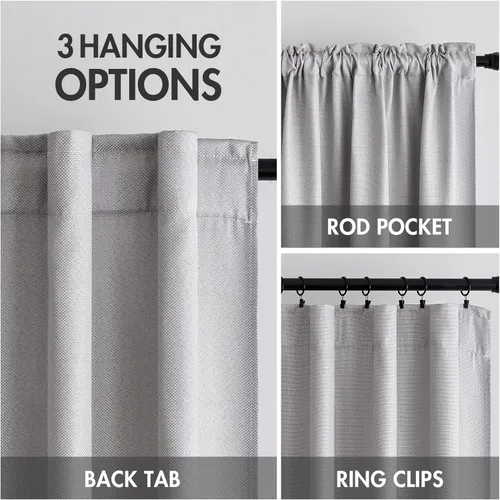 Vista 2 de MIULEE Cortinas con textura de lino de 90 pulgadas de largo, paneles de cortina para dormitorio/sala de estar, cortinas opacas con aislamiento