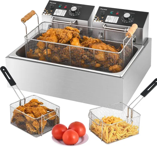 Vista 9 de Freidora profunda con cesta, 1700W 9.1Qt de tanque de aceite/ 4Qt de cesta, freidora eléctrica de acero inoxidable para encimera para uso doméstico