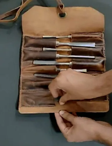 Vista 2 de Estuche enrollable de cuero para herramientas - Estuche de llaves y cinceles de cuero por Rustic Town