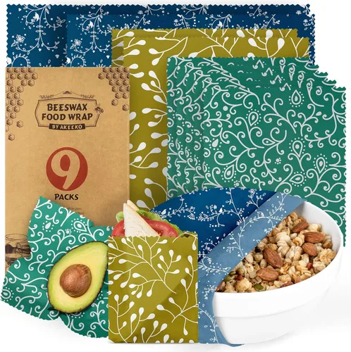 Vista 13 de Akeeko Envolturas reutilizables de cera de abejas – Surtido de 9 paquetes, reutilizables, sin plástico, almacenamiento de alimentos 5 pequeñas, 2