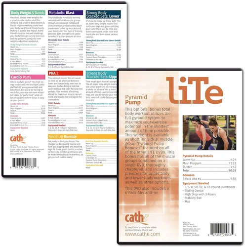 Vista 2 de Cathe Friedrich Serie Lite de entrenamiento de bajo impacto Extreme 7 DVD de la serie para ejercicios intermedios LITE Pirámide de entrenamiento