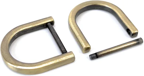 Vista 24 de 4 anillos en D resistentes de 1-1/2 pulgadas de oro dorado en forma de U de repuesto para bolso, llavero, collar de perro