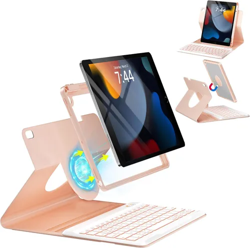Vista 23 de OYEEICE Funda para iPad de 9ª generación con teclado de 10.2 pulgadas 2021, teclado BT desmontable con magnético, funda para iPad Air de 3ª