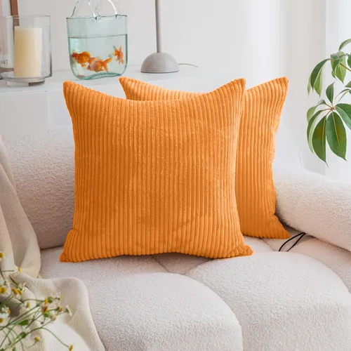 Vista 25 de Demetex Juego de 2 fundas de almohada rosas de 18 x 18 pulgadas, fundas de almohada cuadradas de pana para dormitorio, sala de estar, juego de 2, 18