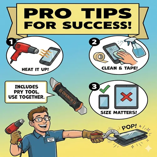 Vista 4 de Showpin - Alicates de apertura con ventosa para reparación de pantalla LCD de teléfonos inteligentes, herramienta de reparación de iPhone 3 en 1