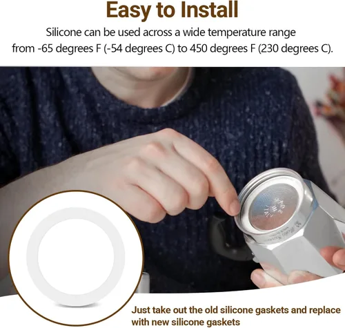 Vista 4 de Anillo de sellado de junta de repuesto para cafeteras de aluminio Bialetti Moka Express Dama 6 tazas de silicona de grado alimenticio de repuesto