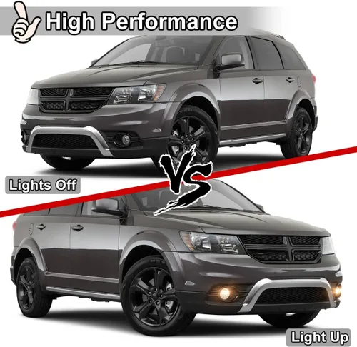Vista 2 de Juego de luces antiniebla para Dodge Journey 2010-2020 con bombilla + cubierta de bisel negro, montaje de lámparas antiniebla de conducción
