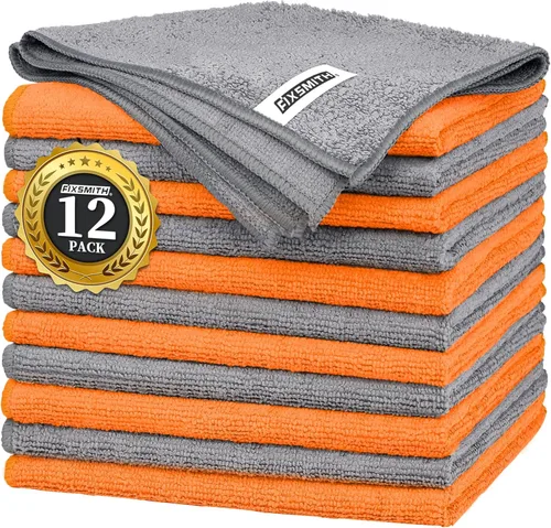 Vista 13 de FIXSMITH Paquete de 400 toallas multifuncionales, paños de limpieza de microfibra de 12 x 16 pulgadas, trapos de limpieza altamente absorbentes