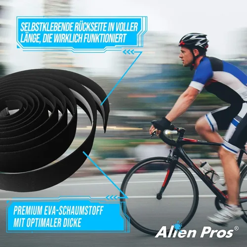Vista 5 de ALIEN PROS Cinta de manubrio de bicicleta EVA (juego de 2) color negro Mejora el agarre de tu bicicleta con esta cinta para manillar de bicicleta
