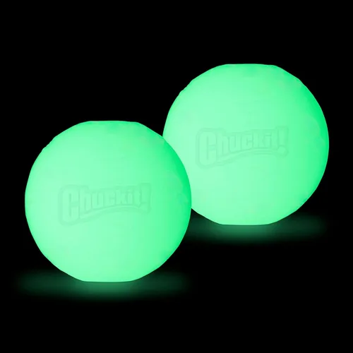 Vista 3 de Chuckit! Bolas inflables que brillan en la oscuridad – Pelota para perros, juguete Chuckit para perro, bolas de brillo máximo – S, 2 pulgadas